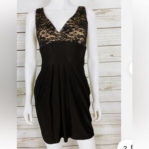 B Darlin Black Lace-Overlay Mini Dress